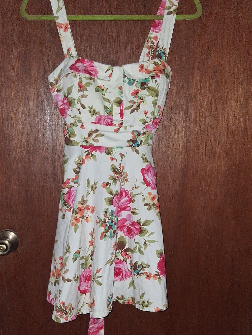 Ixia Modcloth Floral Sweetheart Mini Dress in White and Pink